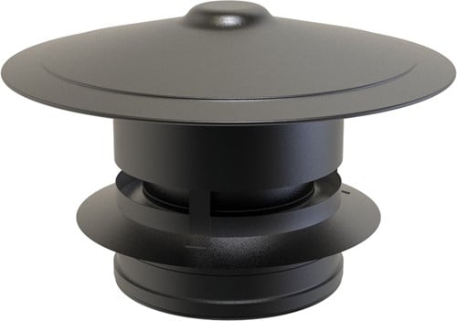 Trekkap Anti Valwind Ral9004 Dubbelwandig Ø150 mm