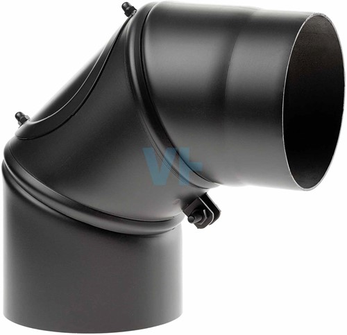 Bocht 90° Verstelb Zwart Staal 2mm Ø130 mm
