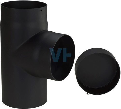 T-Stuk + Dop Zwart Staal 2mm Ø150 mm