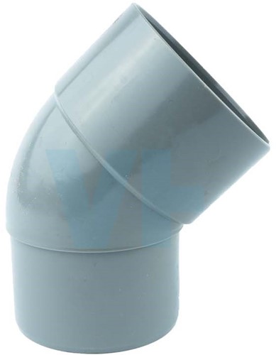 Bocht Pvc Grijs Ø80 mm 45° Lv/Vs Mof/Verjongde Spie