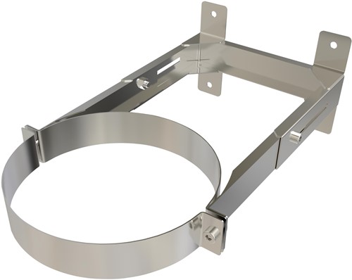 Muurbeugel Verlengd 8-18 Cm | TBV Dubbelwandig RVS Ø80 mm | TBV Enkelwandig Ø130 mm
