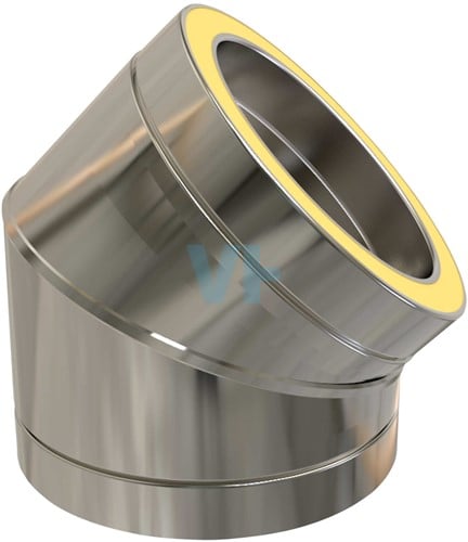 Bocht 45° | TBV Dubbelwandig RVS Ø175 mm