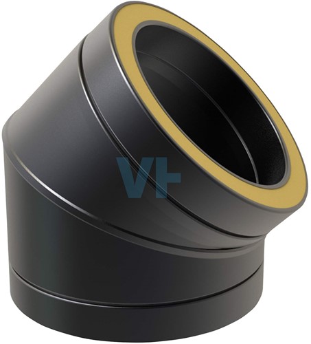 Bocht 45° Ral 9004 Dubbelwandig Ø150 mm