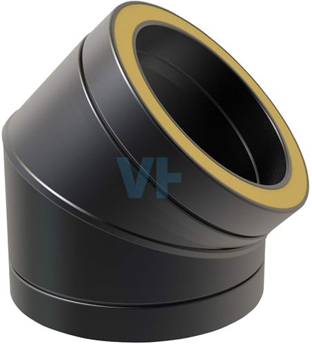 Bocht 45° Ral 9004 Dubbelwandig Ø80 mm