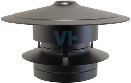 Trekkap Anti Valwind Ral9004 Dubbelwandig Ø125 mm