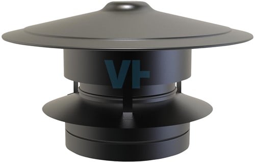 Trekkap Anti Valwind Ral9004 Dubbelwandig Ø80 mm