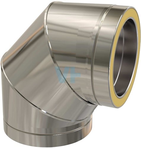 Bocht 90° | TBV Dubbelwandig RVS Ø150 mm