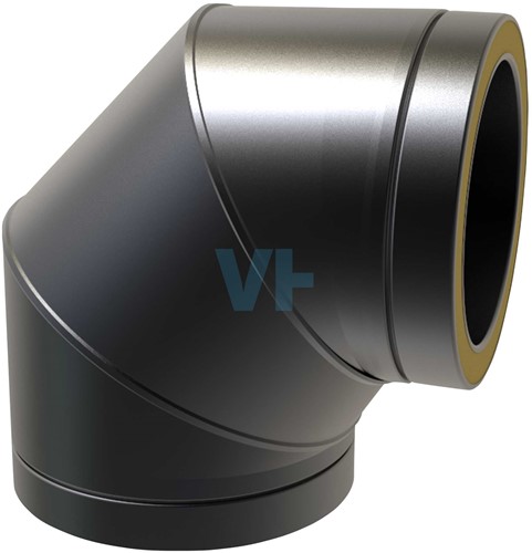 Bocht 90° Ral9004 Dubbelwandig Ø100 mm