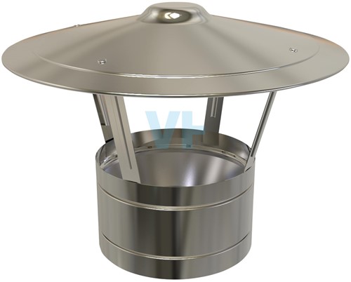 Regenkap | TBV Dubbelwandig RVS Ø150 mm