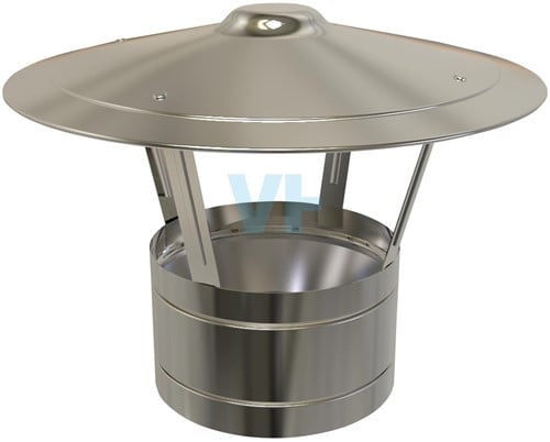Regenkap | TBV Dubbelwandig RVS Ø200 mm