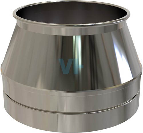 Bovenaansluitstuk DW/EW Ø100 mm | TBV Dubbelwandig RVS Ø100 mm