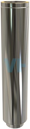 Pijp 100 Cm | Incl Onderaansluitstuk | TBV Dubbelwandig RVS Ø125 mm