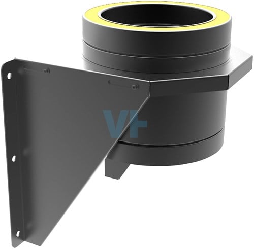 Muurondersteuning Ral9004 Dubbelwandig Ø150 mm