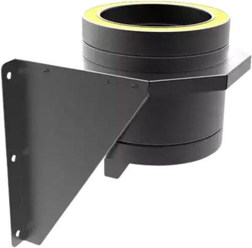 Muurondersteuning Ral9004 Dubbelwandig Ø125 mm