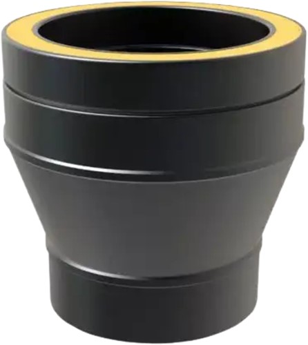 Onderaansluitstuk ew Ø130 mm/ dw Ø125 mm Ral9004 Dubbelwandig