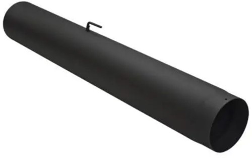 Pijp 100 Cm + Klep Zwart Staal 2mm Ø150 mm