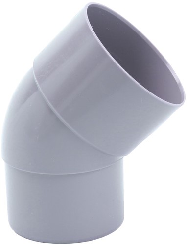 Bocht Pvc Grijs Ø100 mm 45° Lv/Vs Mof/Verjongde Spie
