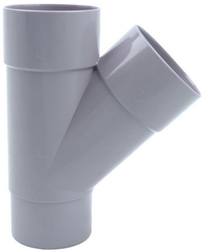 Pvc T-Stuk Grijs Ø80 mm 45° Lv/Vs Mof/Verjongde Spie