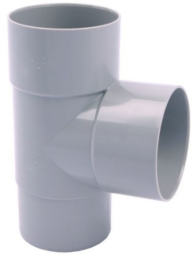 Pvc T-Stuk Grijs Ø80 mm 87° Lv/Vs Mof/Verjongde Spie