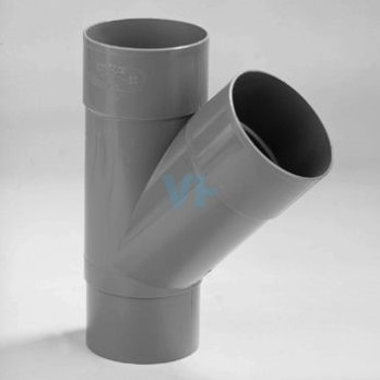 Pvc T-Stuk Grijs Ø70 mm 45° Lv/Vs Mof/Verjongde Spie