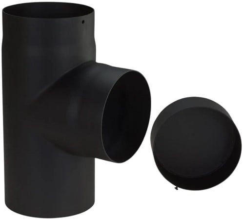T-Stuk + Dop Zwart Staal 2mm Ø130 mm