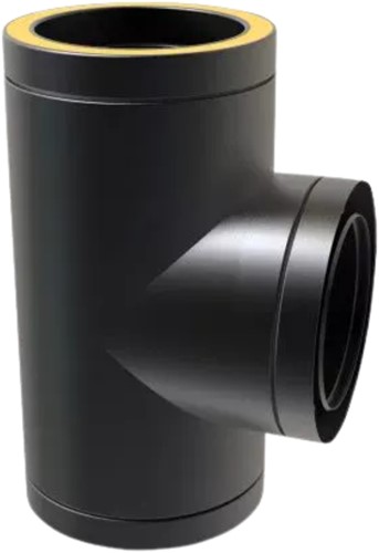 T-Stuk 90° Ral9004 Dubbelwandig Ø125 mm