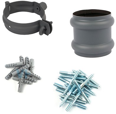 Vestis Aluminium Regenpijp K2 Mat Lei Grijs Combi | Ø80 mm | M8/M10 Beugel + Dubbele Wrong + Bevestiging